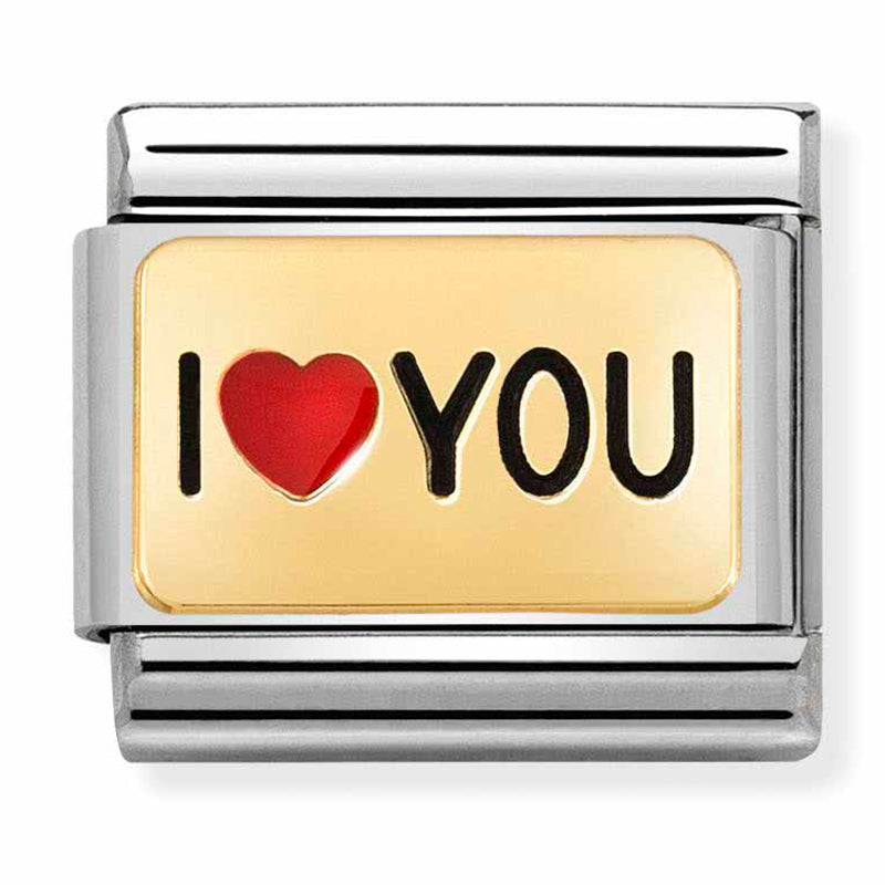 Love - I Heart You Enamel Gold Charm