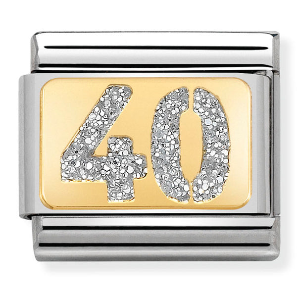 Birthday - 40th with Silver Glitter Gold Charm
