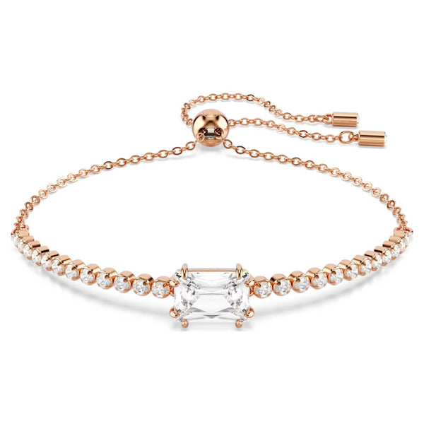 Matrix: White Mixed Cuts Rosegold Tennis Bracelet