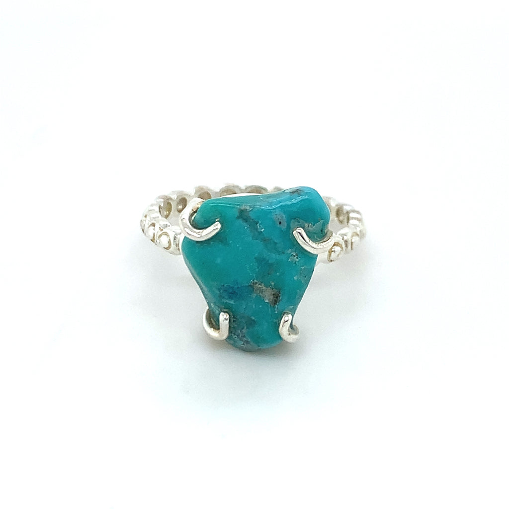 Semi-Precious Turquoise Swirl Textured Silver Ring
