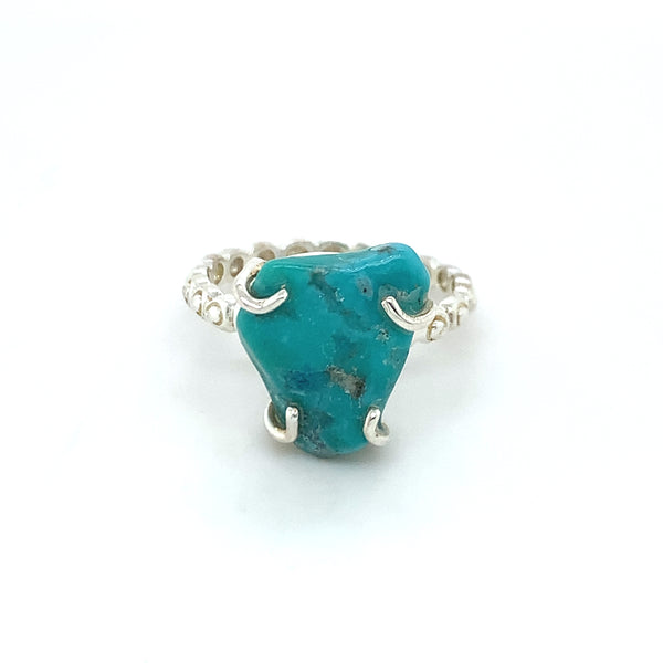 Semi-Precious Turquoise Swirl Textured Silver Ring