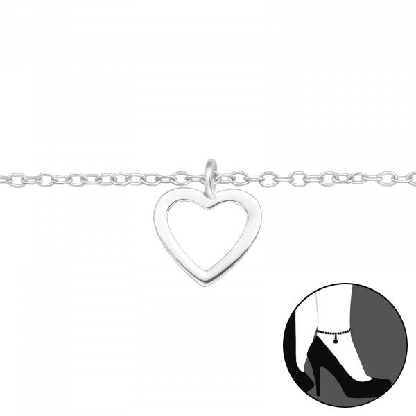 Heart Silver Anklet