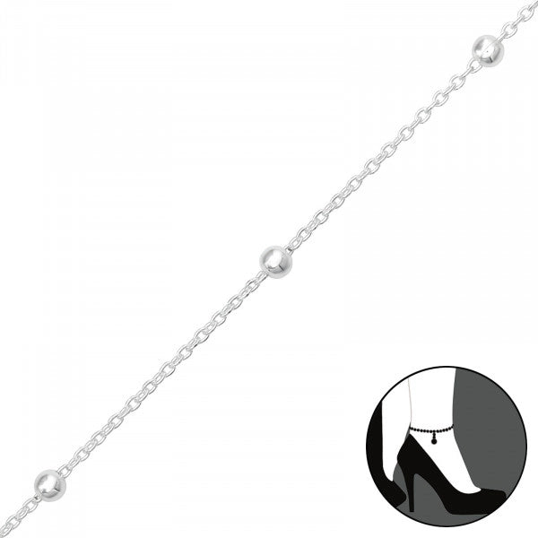 Dainty Ball Silver Anklet