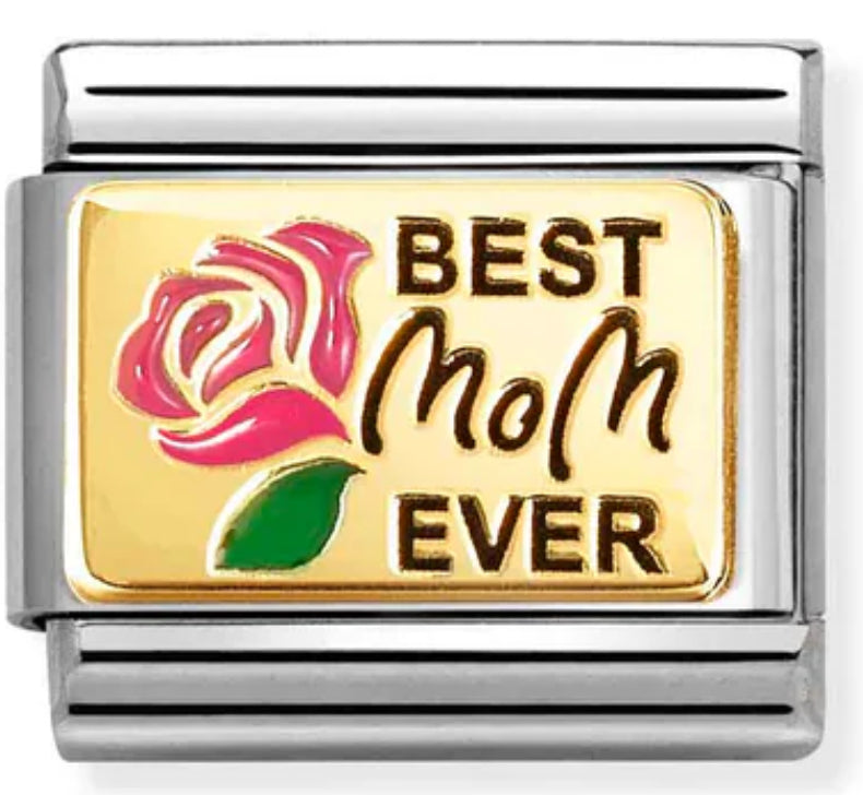Family - Pink Best Mom Ever Gold Charm