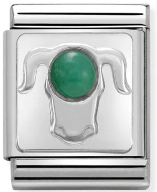 BIG Links - Taurus with Emerald Birthstone Silver Charm