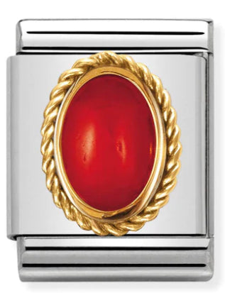 Big Links - Red Opal in Gold Charm