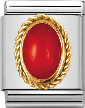 BIG Links - Red Coral Gold Charm
