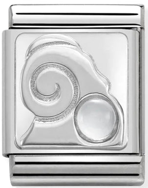 BIG Links - Aries with Moonstone Birthstone Silver Charm