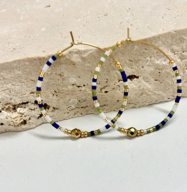 Seline Hoop - Navy & Bronze Earring