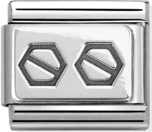 Symbols - Hexagonal Screws Oxidised Silver Charm