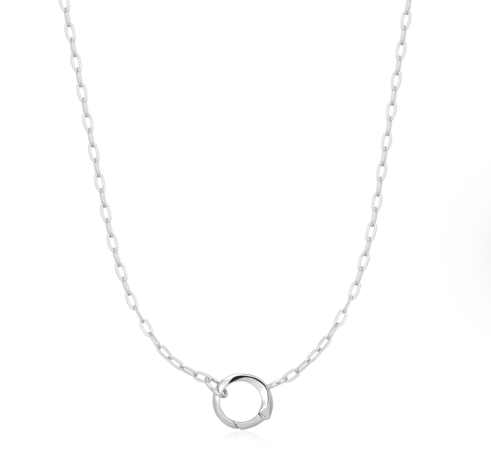 Pop Charm - Mini Link Charm Chain Connector Silver Necklace