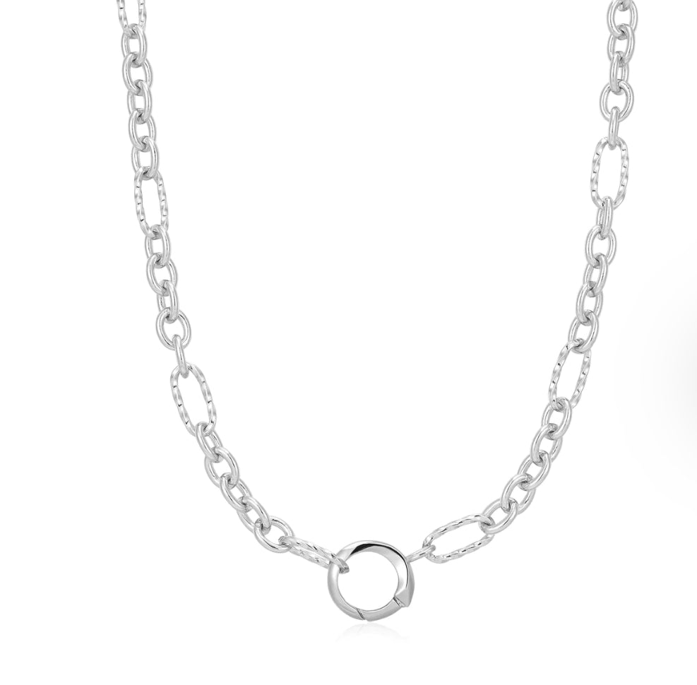 Pop Charm - Silver Mixed Link Charm Chain Connector Necklace