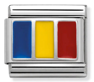 Silver Romania Flag Charm