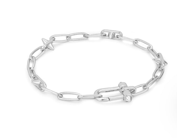 Pop Charm - Stud Link Charm Silver Bracelet