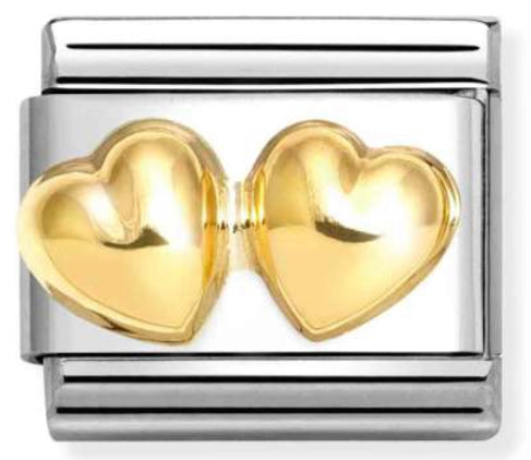 Double Rounded Heart Gold Charm