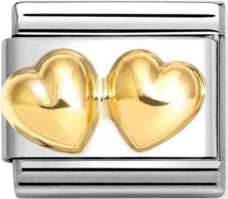 Love - Double Rounded Heart Gold Charm