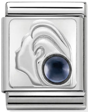 BIG Links - Virgo with Sapphire Birthstone Silver Charm