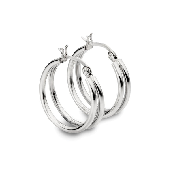 Fancy Double Hoop design earring - 2 Colours