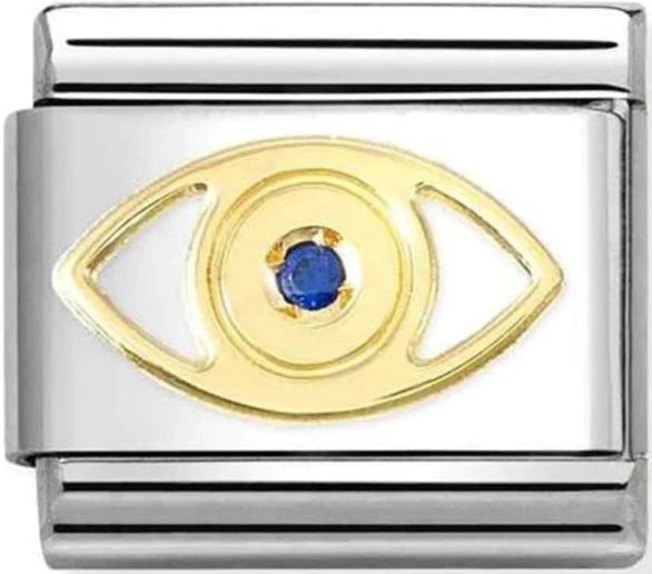 Religious - Greek Eye with CZ Gold Charm