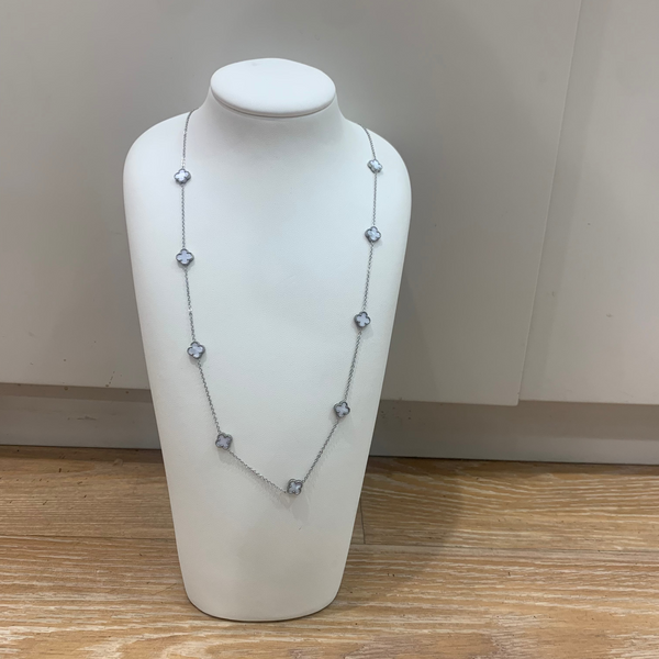 9x solid white clover long necklace