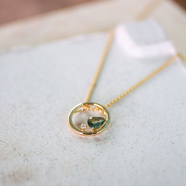 Aura Sapphire Diamond Open Circle Necklace