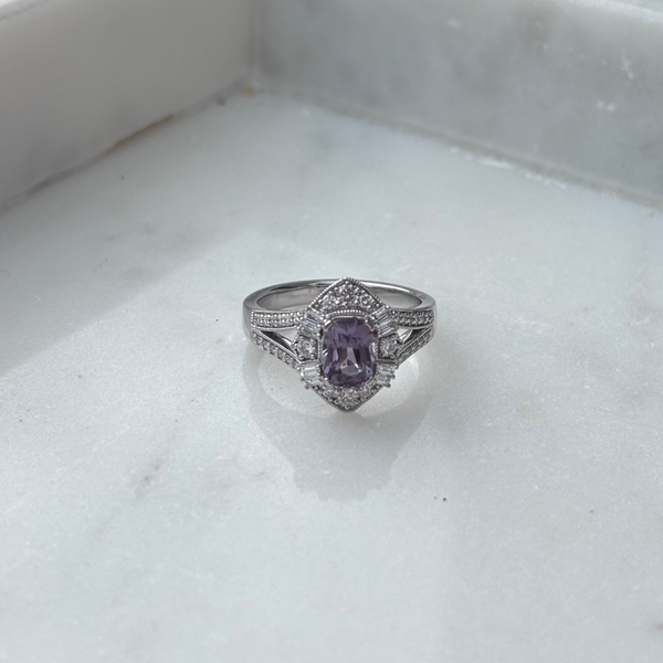 Purple Parti Sapphire Platinum Ring