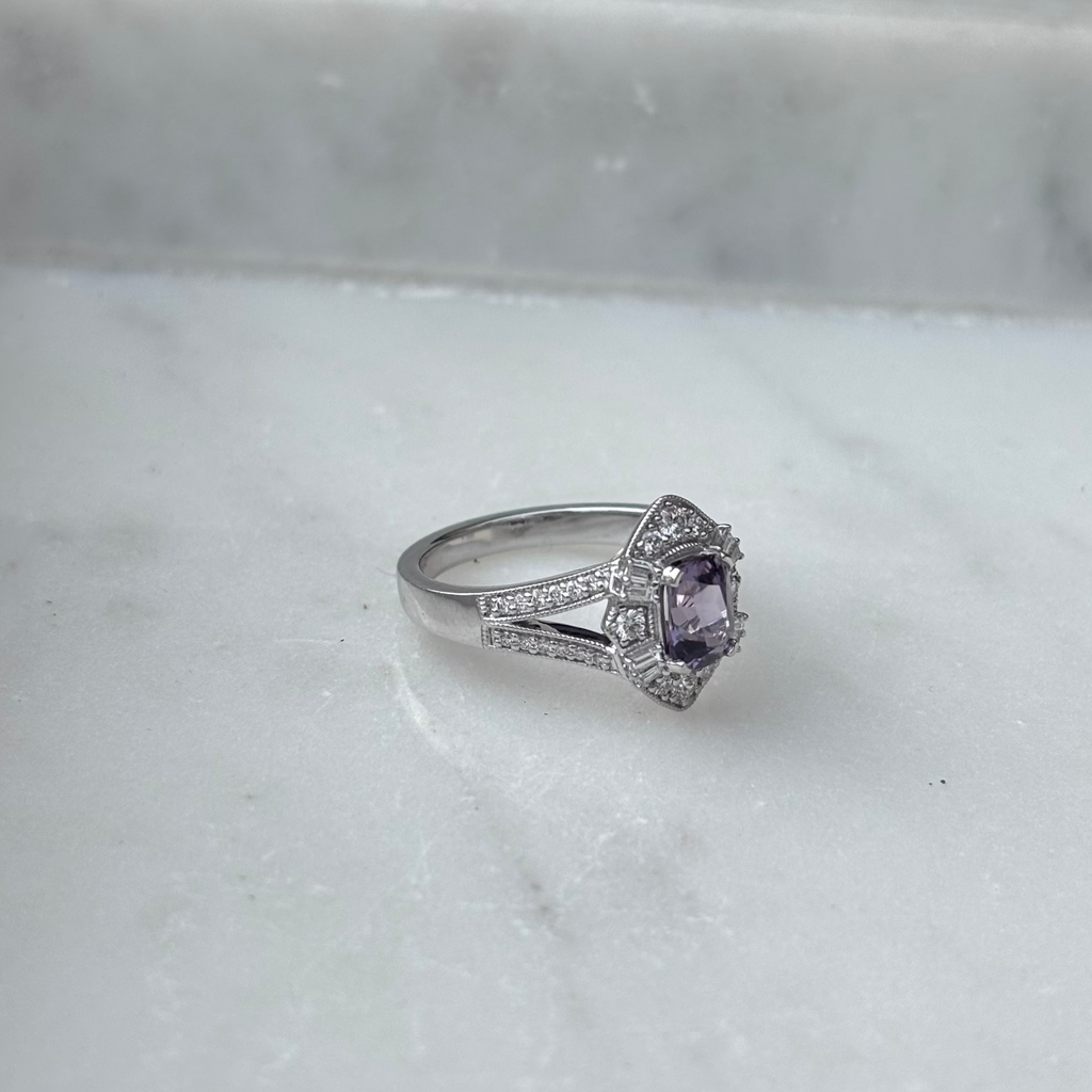 Purple Parti Sapphire Platinum Ring