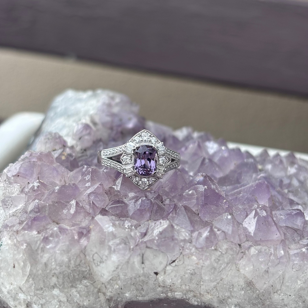 Purple Parti Sapphire Platinum Ring
