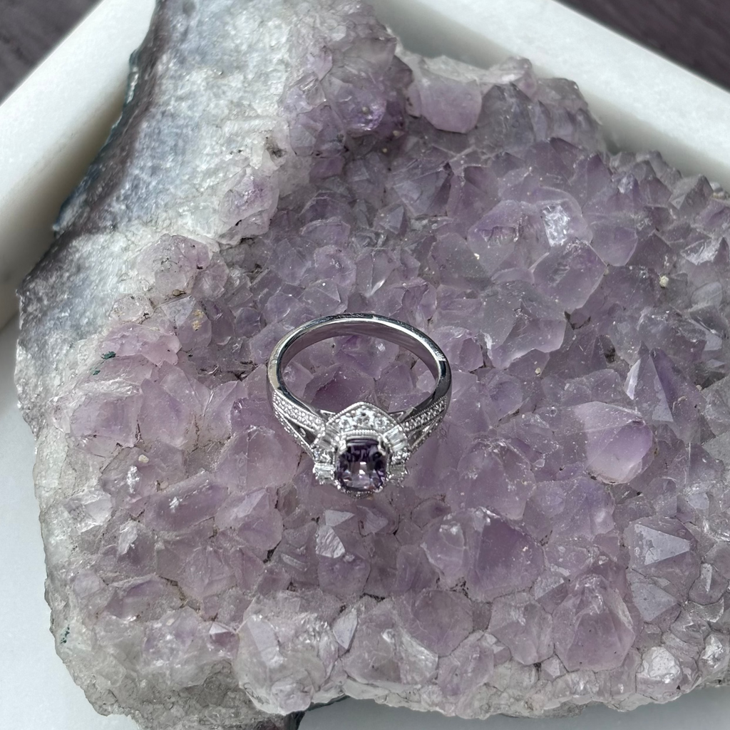 Purple Parti Sapphire Platinum Ring