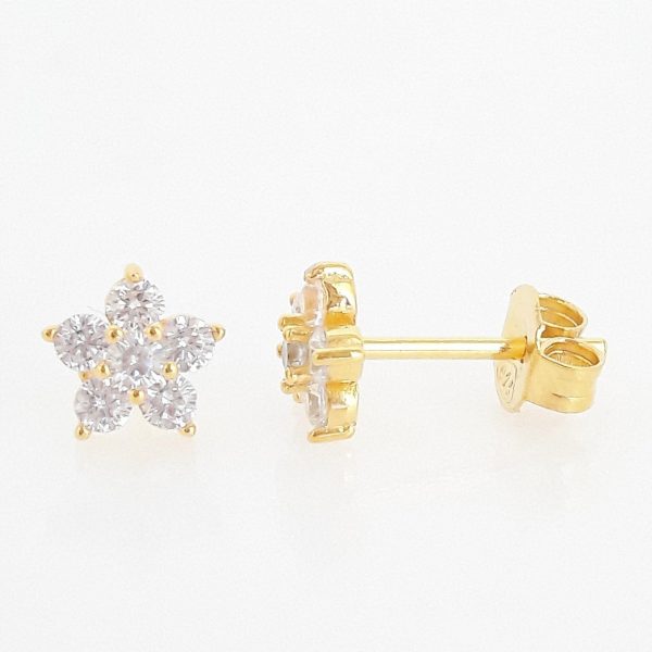 Earring - CZ Flower Stud Earrings - 3 colours available
