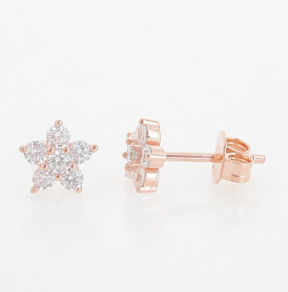 Earring - CZ Flower Stud Earrings - 3 colours available