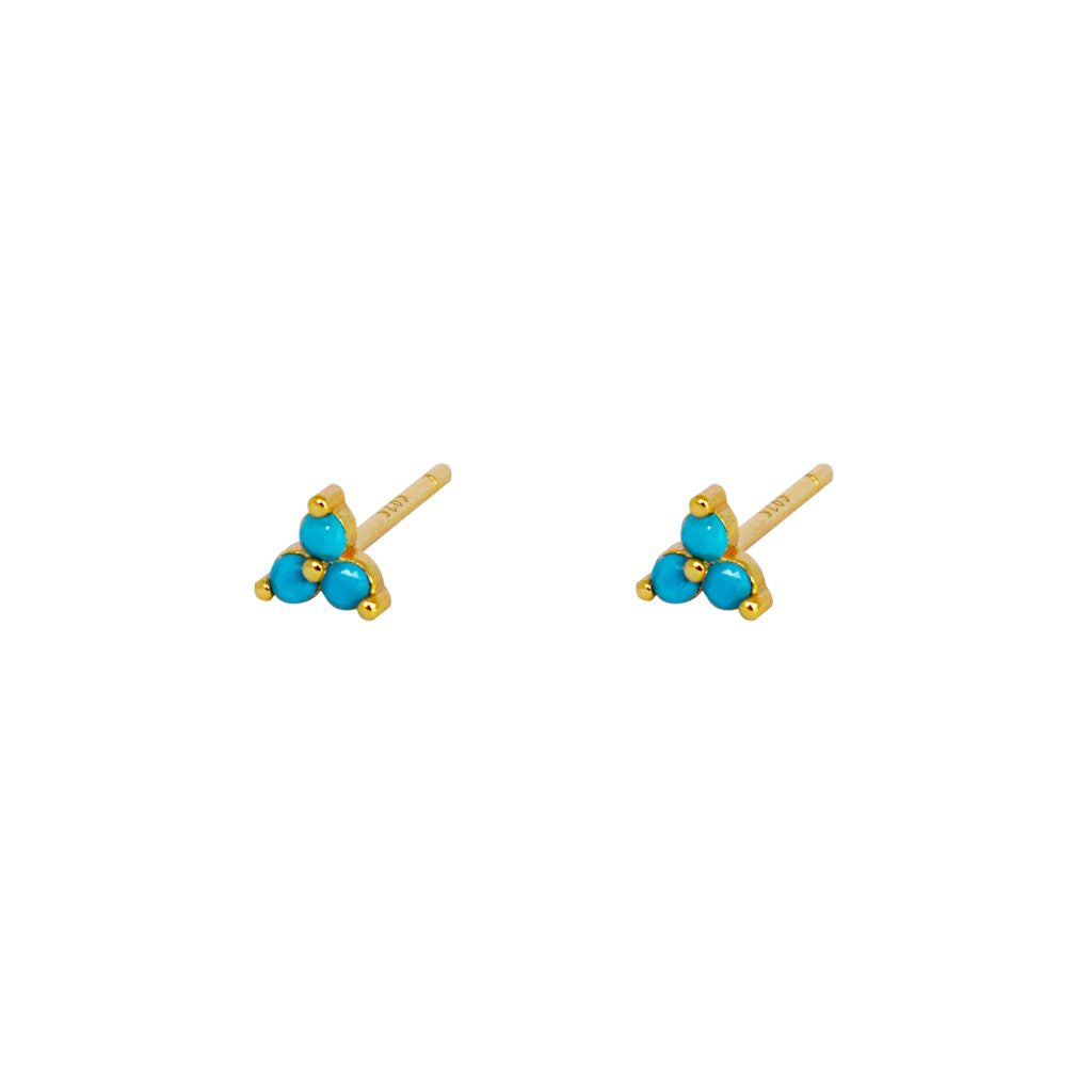 Turquoise CZ Triangle Stud Earring