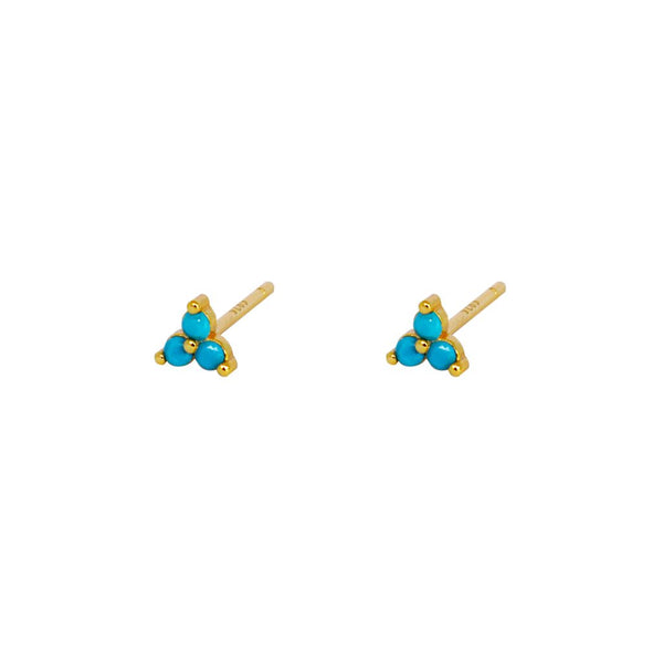 Turquoise CZ Triangle Stud Earring