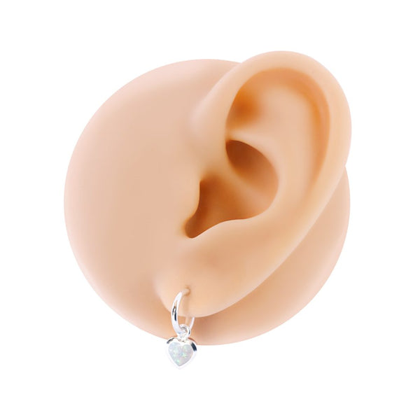 Earring - Heart Drop Opalite Hoop Studs