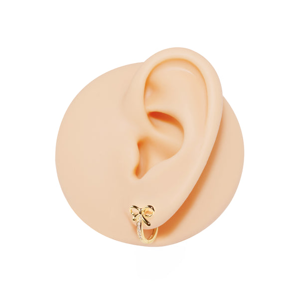 Bow Huggie Earrings with CZ Detailing