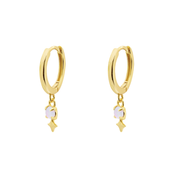 Earring - Mini Opalite Drop YGP Huggie