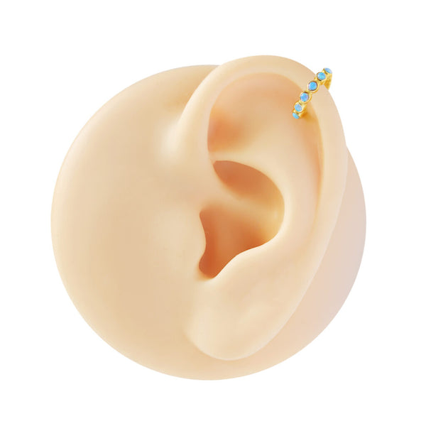 Bezel Set Opalite Huggie Cartilage Earrings