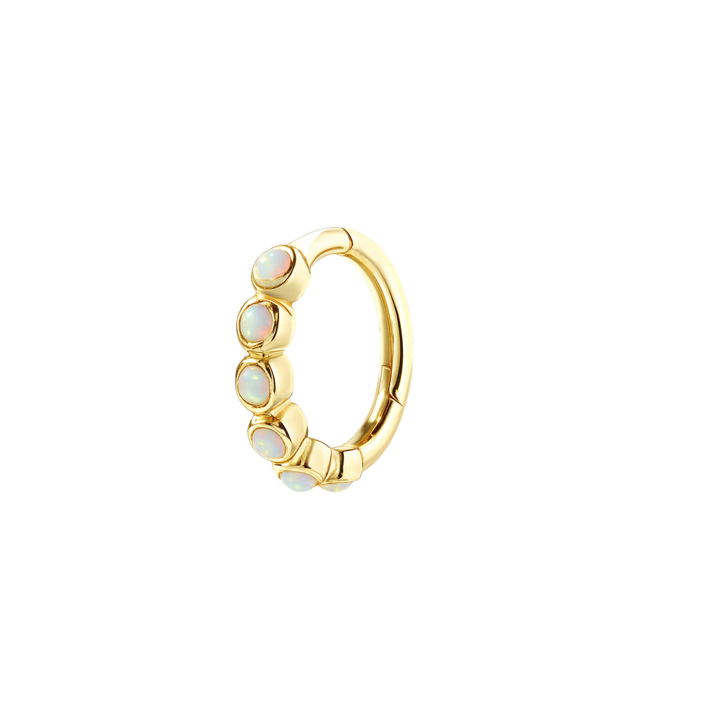 Bezel Set Opalite Huggie Cartilage Earrings