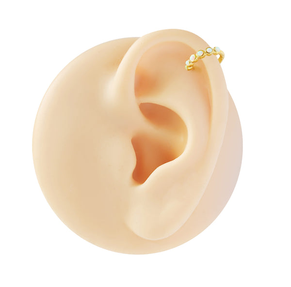 Bezel Set Opalite Huggie Cartilage Earrings