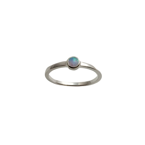 Ring - Silver Single Blue Round Opalite - variety of sizes available