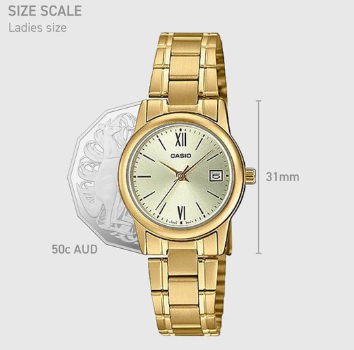 Casio Analogue Round Gold Tone Stainless Steel Band Watch