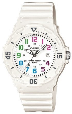 Casio White Resin/Face Multi Colour Numbers Watch