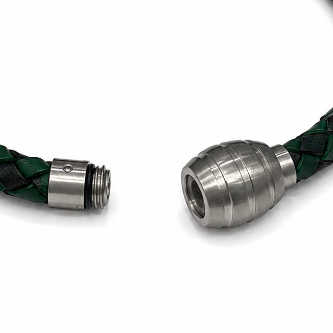 Interwoven Leather Pattern Bracelet with Magnet Screw Clasp