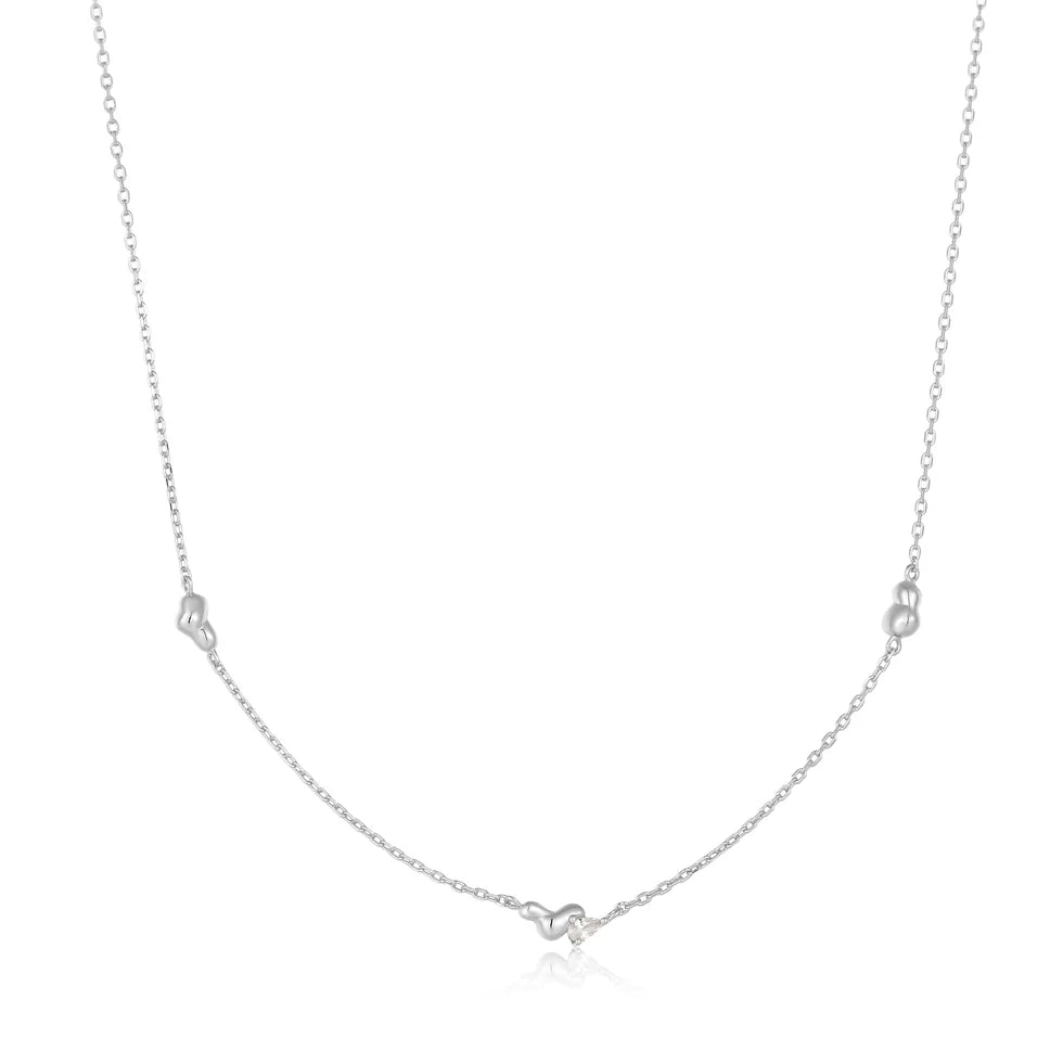 Taking Shape - Twist Wave with CZ Silver Chain Necklace