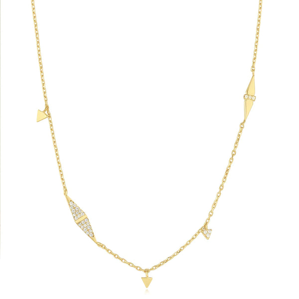 Polished Punk - Geometric CZ Gold Necklace
