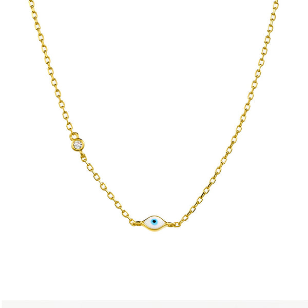 Necklace-  Single CZ & Evil Eye