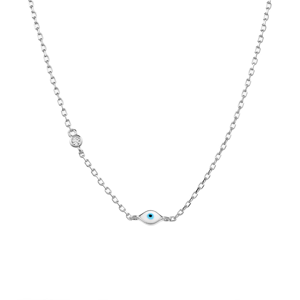 Single CZ & Evil Eye Necklace