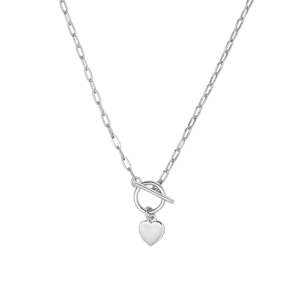 Necklace-  Fob Chain Heart Silver Pendant
