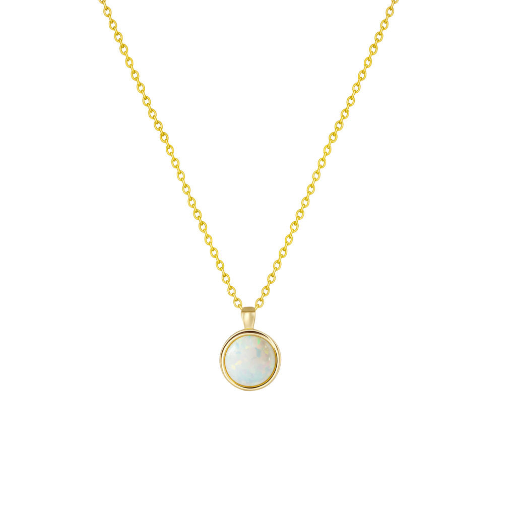 Circle Opalite Bezel Set YGP Necklace