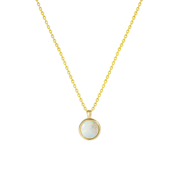 Circle Opalite Bezel Set YGP Necklace